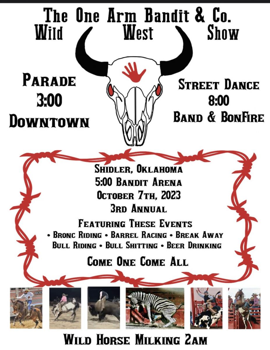 Bartlesville Radio » News » OneArm Bandit Wild West Show in Shidler Saturday
